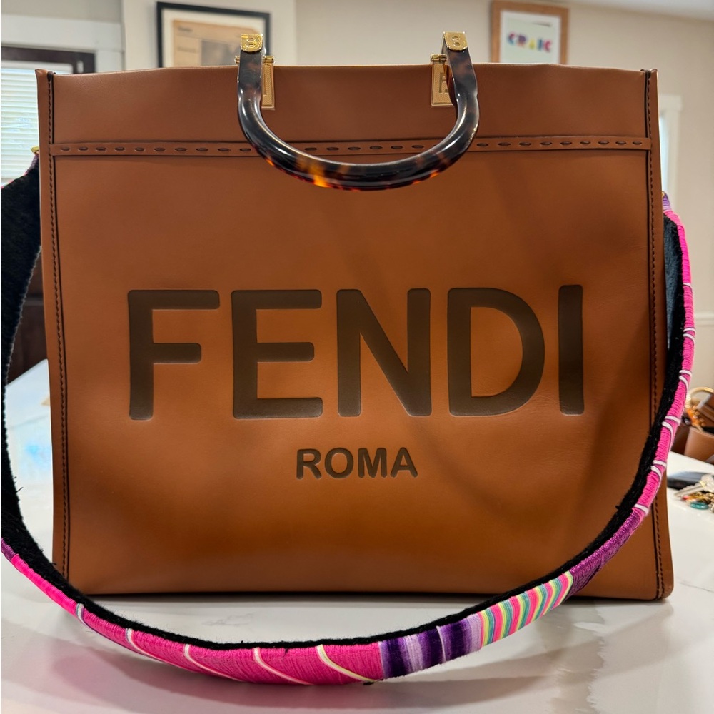 Fendi Sunshine Tote with Pink Strap
